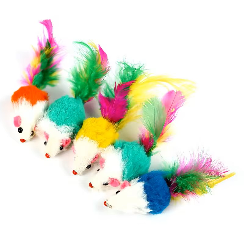 Jouet pour Chat Souris avec Plumes