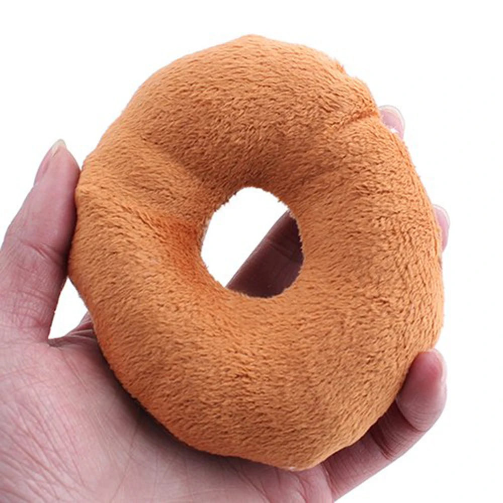 Jouet en Peluche Squeaky pour Chiots et Chats, Donuts, Jouet à Pouet, Jouet à Mâcher