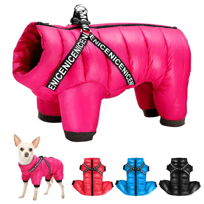 Vêtements d'hiver pour chiens, veste super chaude pour animaux de compagnie, manteau avec harnais.