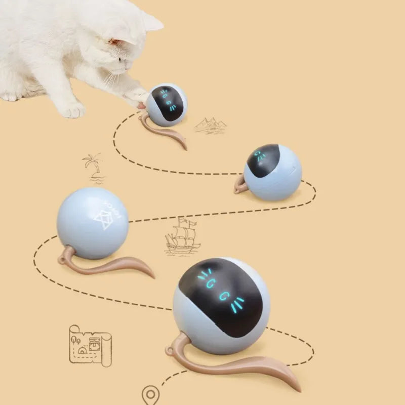 Jouet interactif intelligent automatique pour chat, boule colorée LED auto-rotative, Rechargeable par USB, pour chaton, électronique