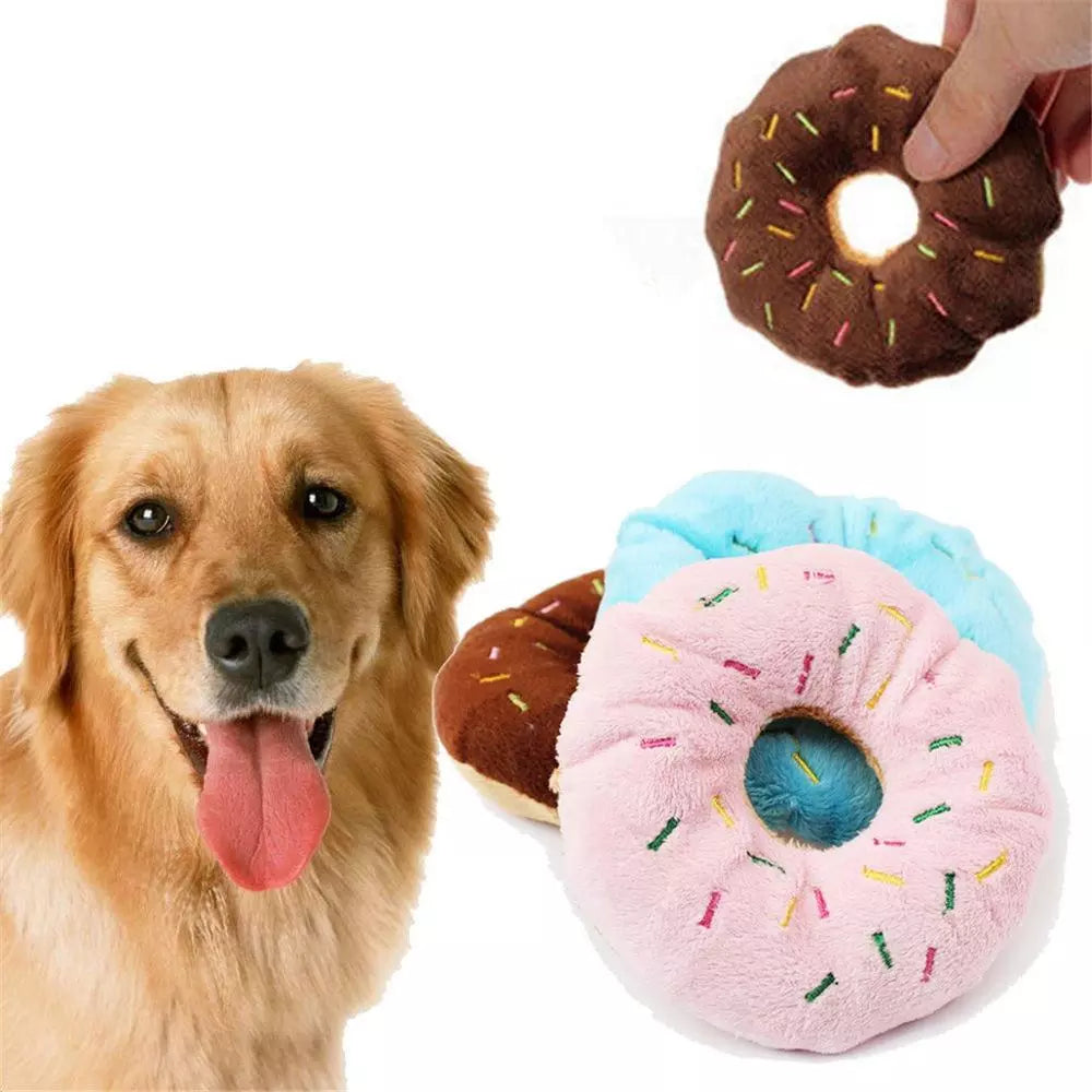 Jouet en Peluche Squeaky pour Chiots et Chats, Donuts, Jouet à Pouet, Jouet à Mâcher