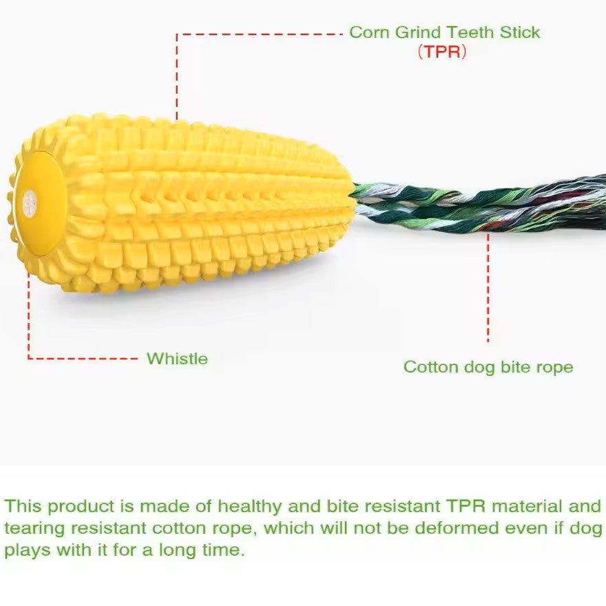 Jouet à Mâcher pour Chiens en Forme de Maïs - Jouet Interactif en Caoutchouc TPR Résistant aux Morsures