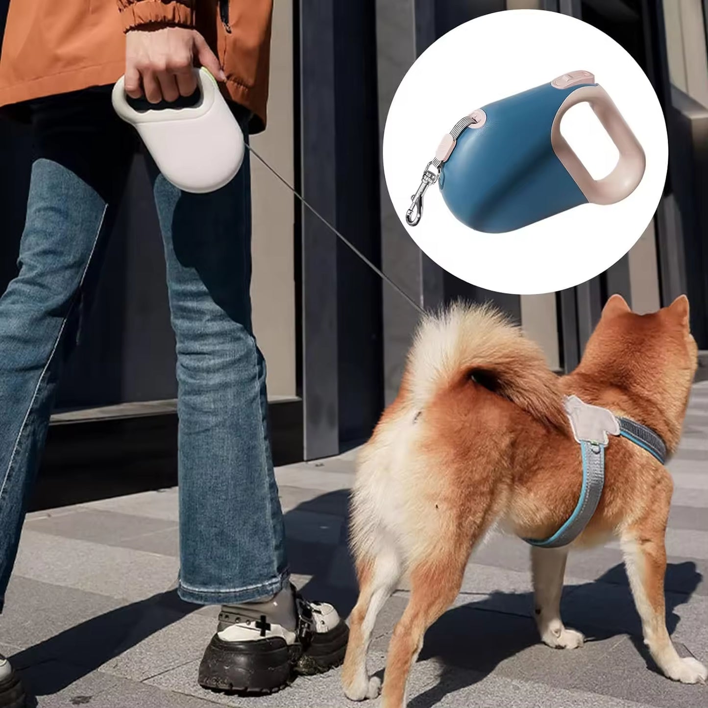 Laisse Rétractable Réfléchissante Confortable - Sangle Épaisse de 5m avec Poignée pour Chien ou Chat