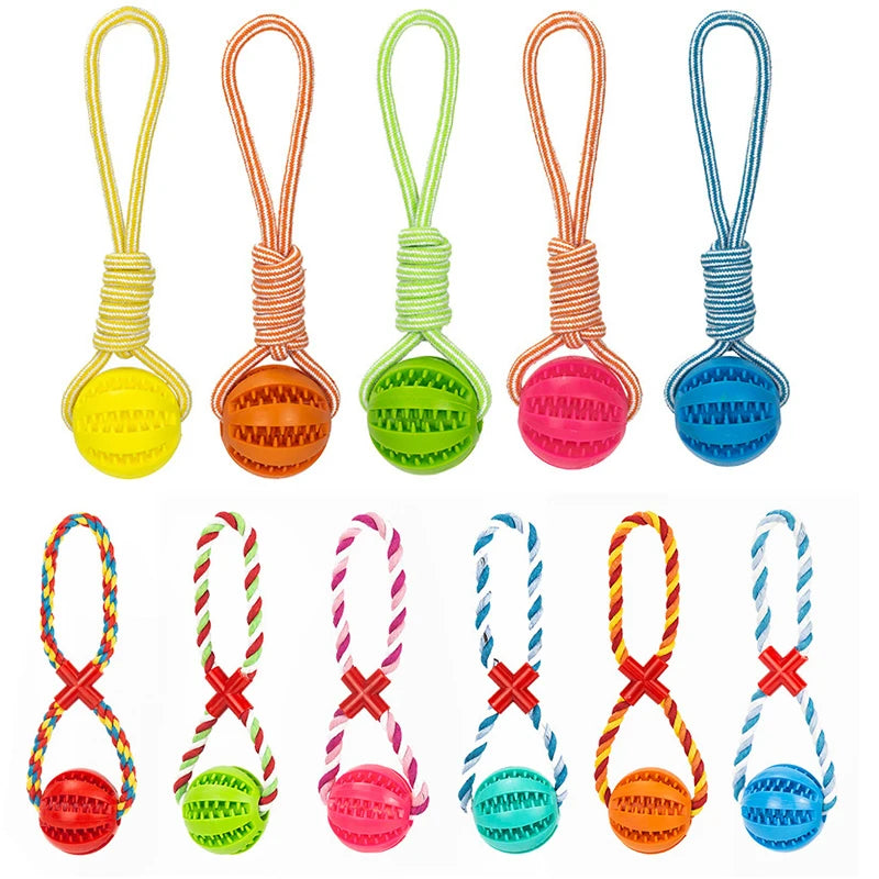 Jouets pour Chiens, Balles à Friandises Interactives, Corde en Chanvre, Balles en Caoutchouc pour Petits Chien