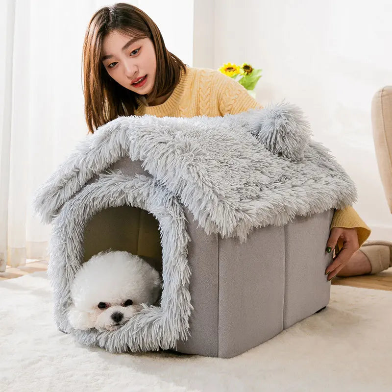 Niche pliable pour chien, tapis de lit pour petits et moyens chiens, chats, lit chaud d'hiver pour chat, nid, produits pour animaux de compagnie, panier pour animaux de compagnie, chiot