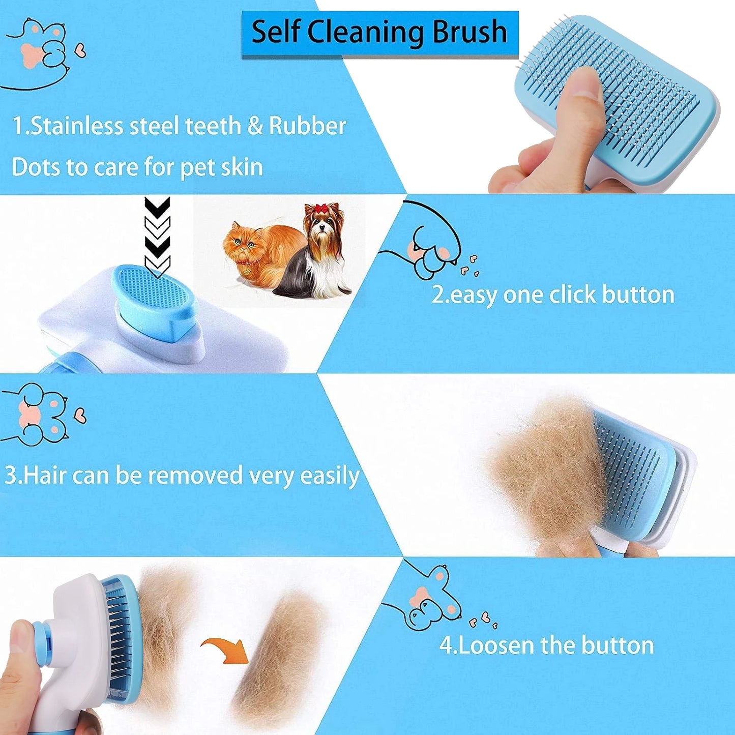 Brosse épilatoire pour chiens et chats, peigne de toilettage et de soins pour poils longs