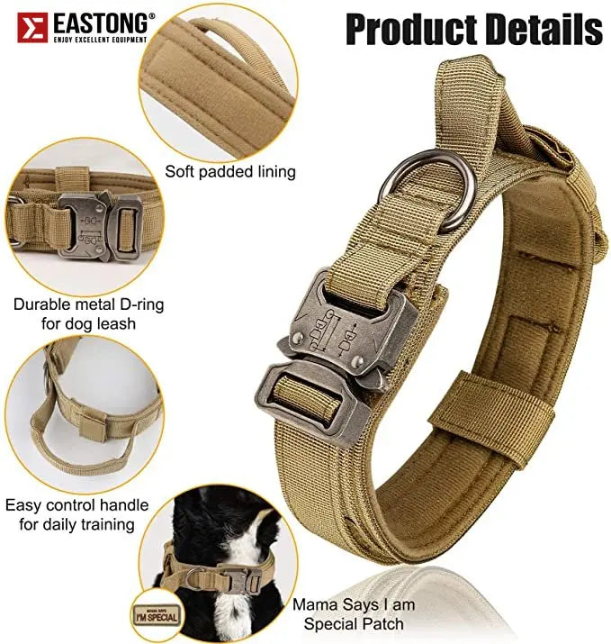 Ensemble Collier et Laisse pour Chien, Style Tactique Militaire, Réglable, Pour Berger Allemand, K9, Pour Grands Chiens