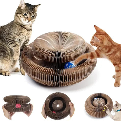 Jouet Magique pour Chats, Grattoir, Tableau Rond en Carton Ondulé, Poteau à Griffer