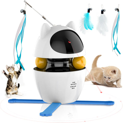 Jouets pour Chats 4-en-1, Jouets Interactifs Électriques d'Intérieur, avec Balle et Plume