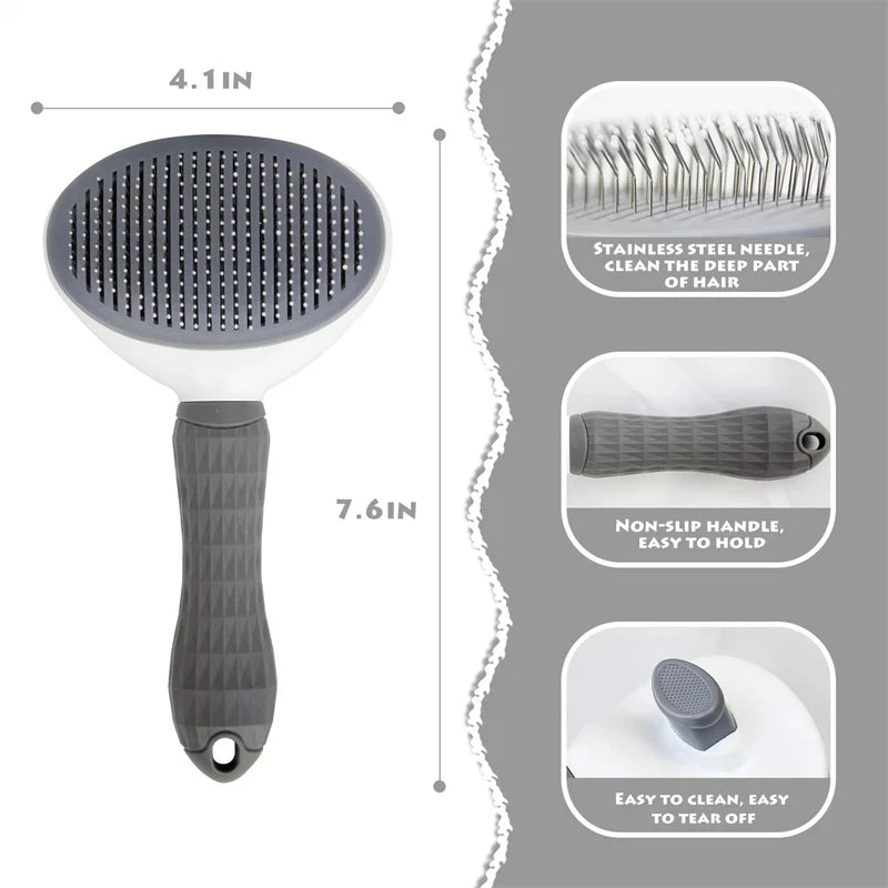 Brosse pour chat enlever les poils d'animaux, peigne d'épilation pour chats, brosse de toilettage antidérapante, peignes pour chiens en acier inoxydable