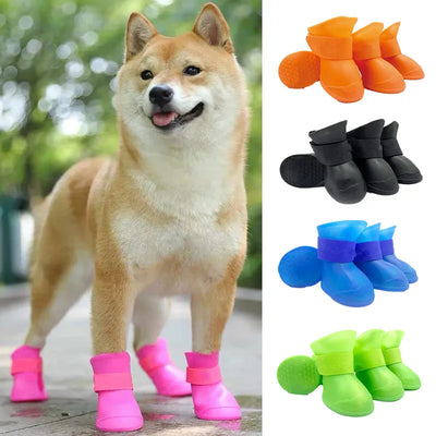 Chaussures de pluie imperméables pour petits, moyens et grands chiens et chats, chaussures d'extérieur, 4 pièces