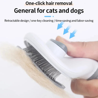 Brosse pour chat enlever les poils d'animaux, peigne d'épilation pour chats, brosse de toilettage antidérapante, peignes pour chiens en acier inoxydable