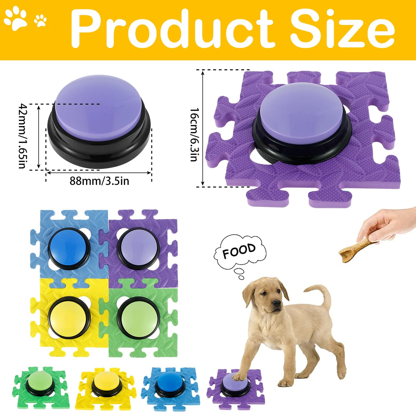 Boutons de conversation pour chien, 4 pièces, boutons d'entraînement enregistrables pour chiens et jeu