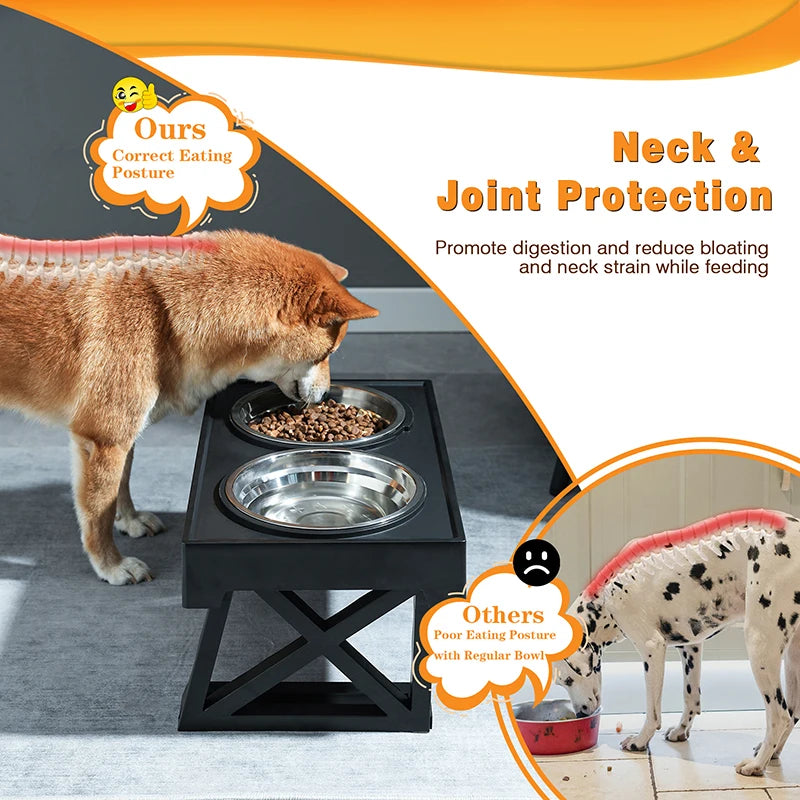 Gamelles surélevées pour chien, 3 hauteurs réglables, bol d'eau surélevé pour nourriture pour chien avec gamelle à alimentation lente