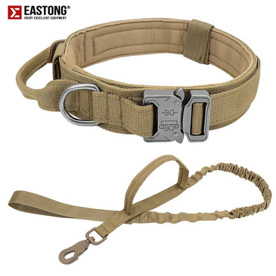 Ensemble Collier et Laisse pour Chien, Style Tactique Militaire, Réglable, Pour Berger Allemand, K9, Pour Grands Chiens