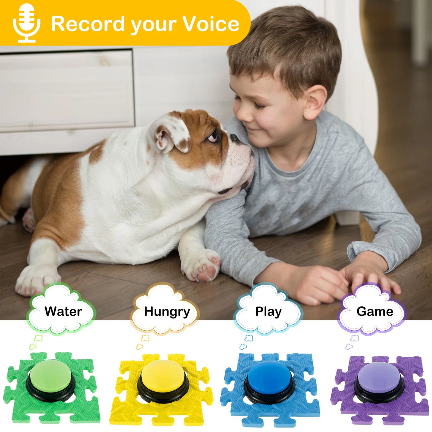 Boutons de conversation pour chien, 4 pièces, boutons d'entraînement enregistrables pour chiens et jeu