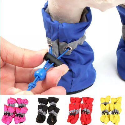 Ensemble de 4 Chaussures Imperméables pour Chiens, Anti-dérapantes, Bottes de Pluie, Pour Petits Chats, Chiens, Chiots