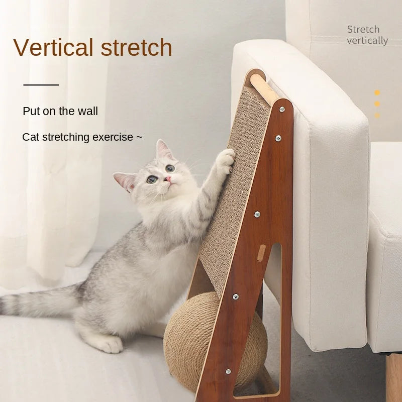 Planche à gratter pour chat avec boule verticale, jouet détachable, griffe résistante à la casse