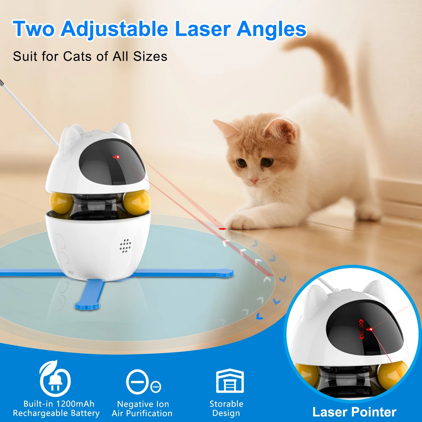 Jouets pour Chats 4-en-1, Jouets Interactifs Électriques d'Intérieur, avec Balle et Plume