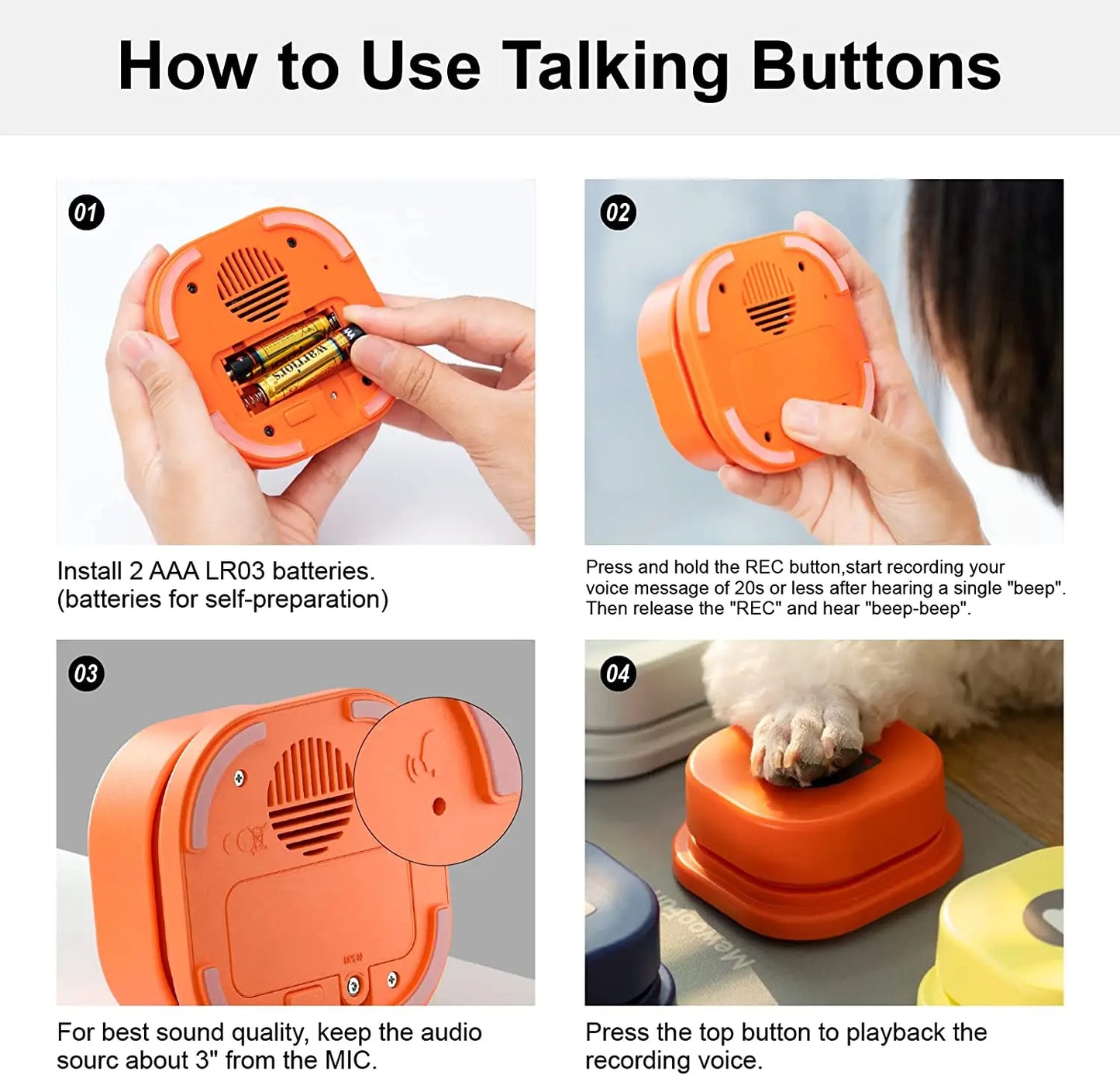 Bouton MEWOOFUN pour Chiens, Jouet de Communication Parlant pour Animaux